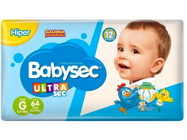 Fralda Babysec Ultrasec Galinha Pintadinha G com 64