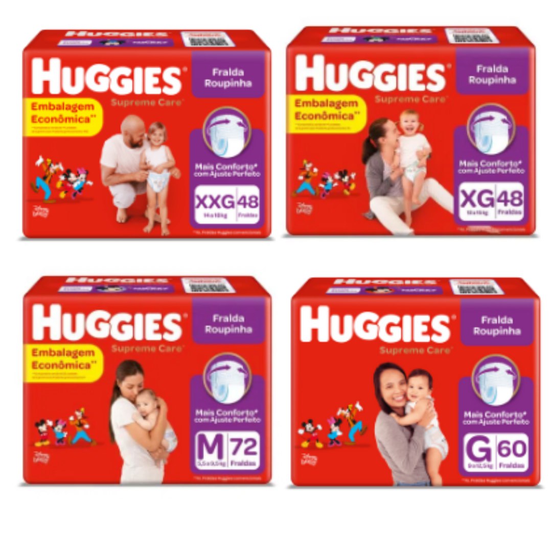 Fralda Huggies Supreme Care Roupinha  M G XG e XXG