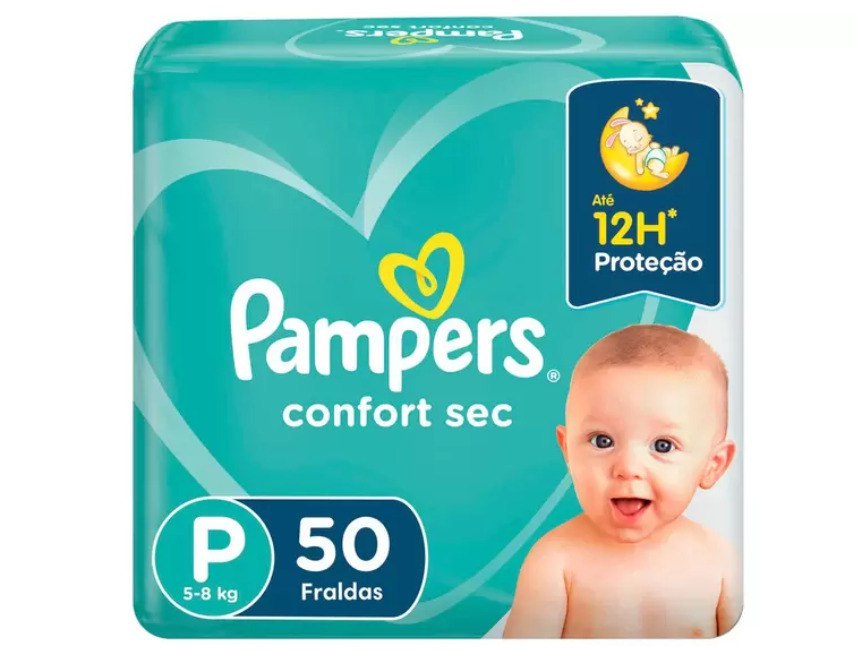 Fralda Pampers Confort Sec P com 50 Unidades