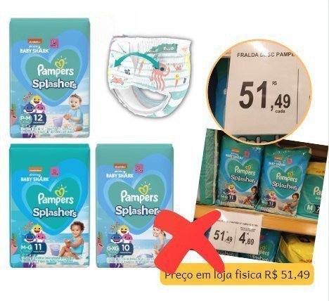 Fralda Para Água Pampers Splashers Baby Shark