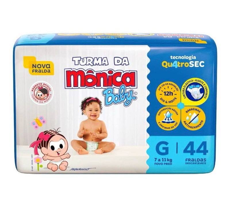 Fralda Turma da Monica Baby G 44 Unidades