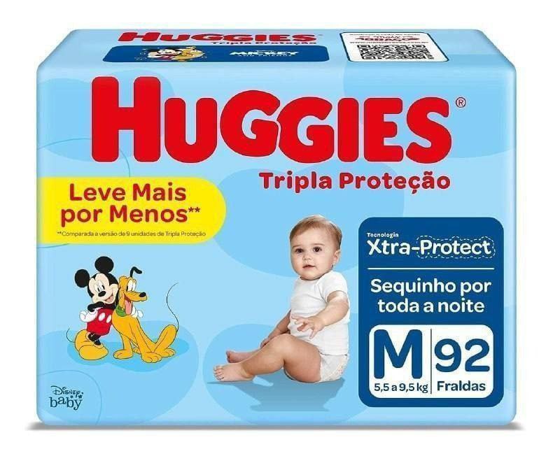Huggies Tripla Proteção -Fralda, Tamanho M, 92 Fraldas