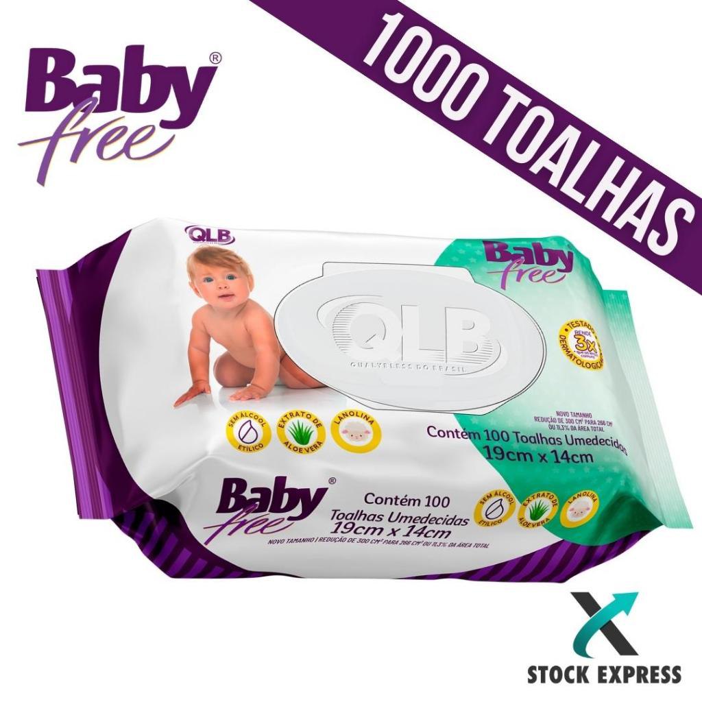 Kit - 10 Lenços/Toalhas Umedecidas Baby Free C/100