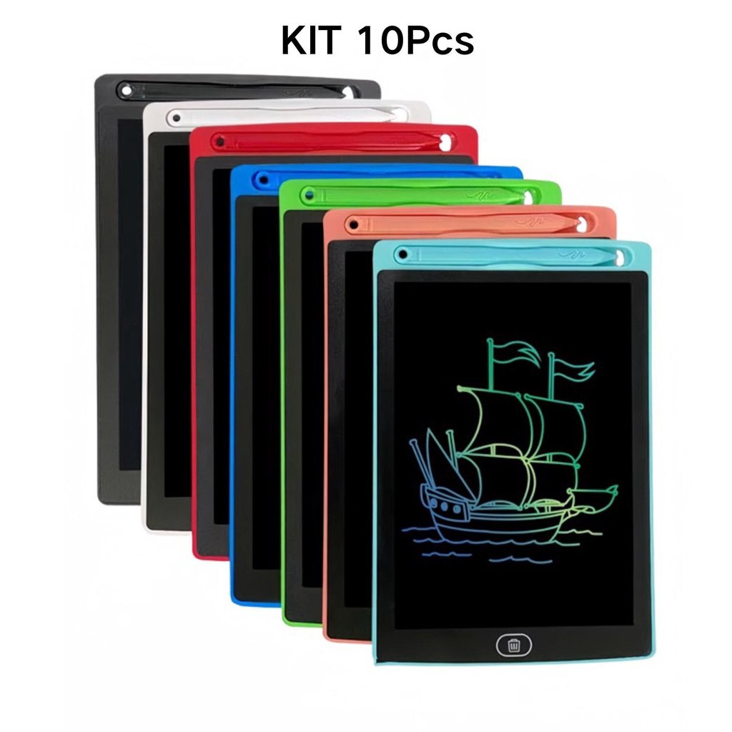 Kit 10 Lousa Mágica 8.5 Polegadas Tela Lcd Tablet Infantil De Escrever E Desenhar