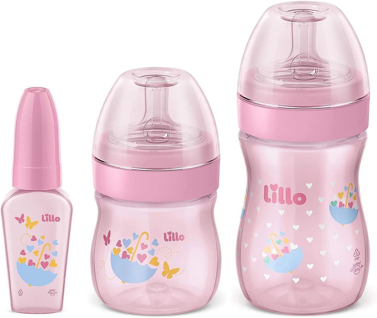 Kit de Mamadeira Primeiros Passos 50/150/240ml Rosa - Lillo