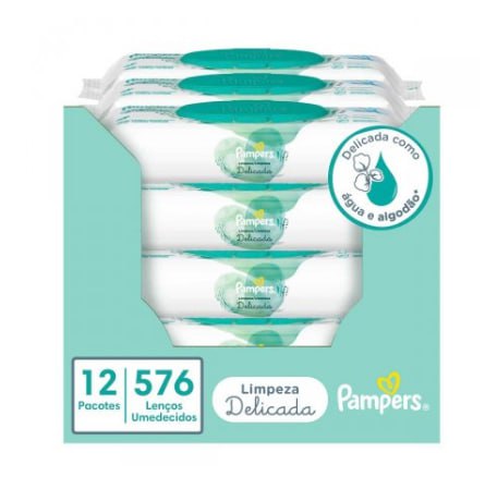Lenços Umedecidos Pampers 576 Unidades (12 pacotes com 48 unidades cada)