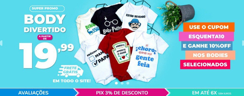 Lista Bodies Divertidos para seu Bebê