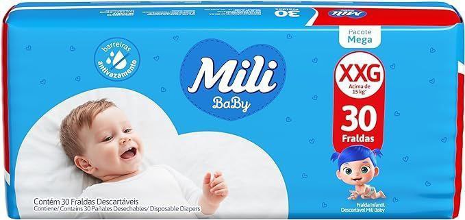 Mili Fralda Baby Mega Xxg - 30 Unidades
