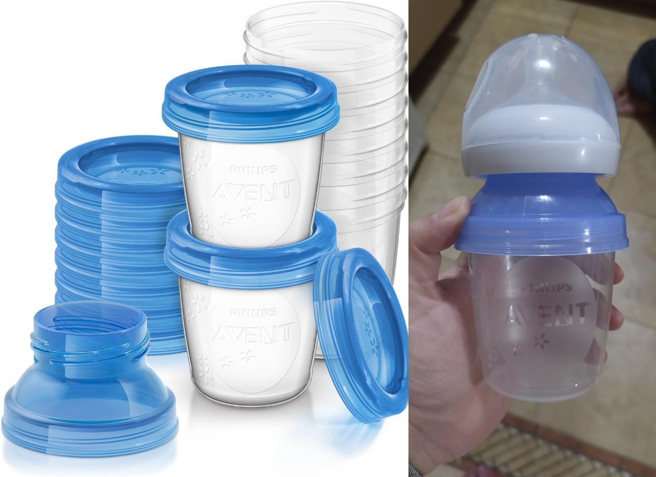 Philips AVENT Copos e tampas de armazenamento de leite materno, 10 recipientes de 170 ml, SCF618/10