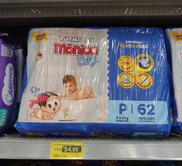 Turma da Mônica Baby Turma Da Monica Baby - Fralda Azul Tamanho P 62 Unidades