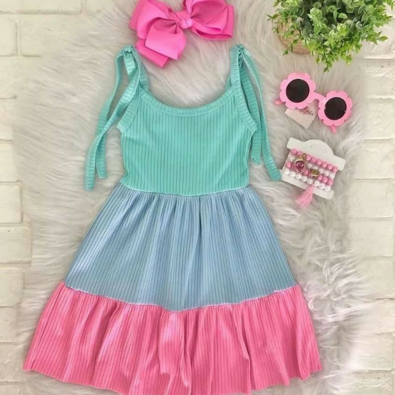 Vestido feminino infantil menina veste 2 ao 14.Criança Linda