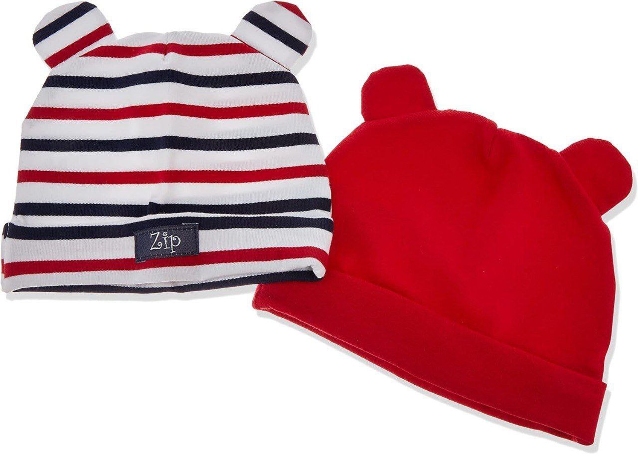 Zip Gorro Orelhinha (02 Peças) Listrado/Vermelho