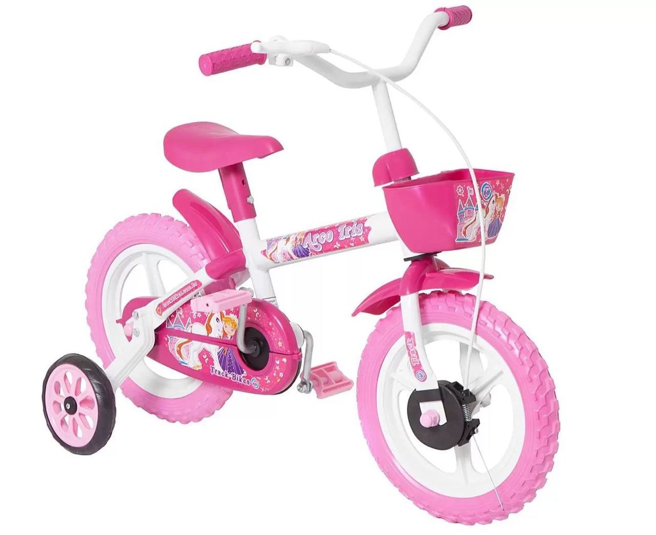 Bicicleta Aro 12 Track & Bikes - Arco Iris com Rodinhas e Cesta