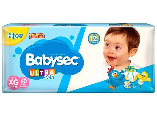 Fralda Babysec Ultrasec Galinha Pintadinha Tam. XG - 11 a 14kg 60 Unidades