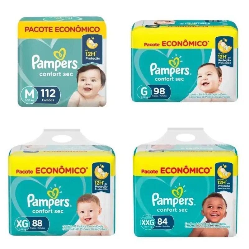 Fralda Pampers Confort Sec M G e XG