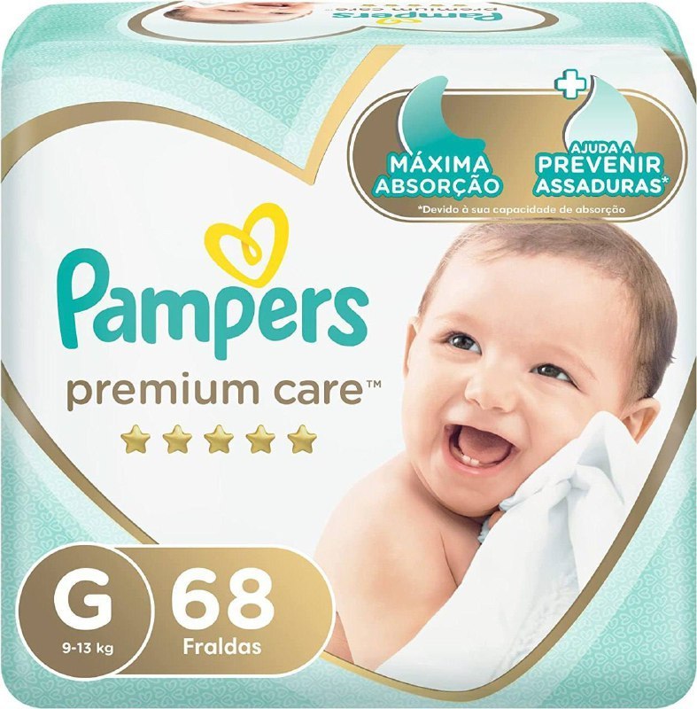 Fralda Pampers Premium Care G 68 unidades