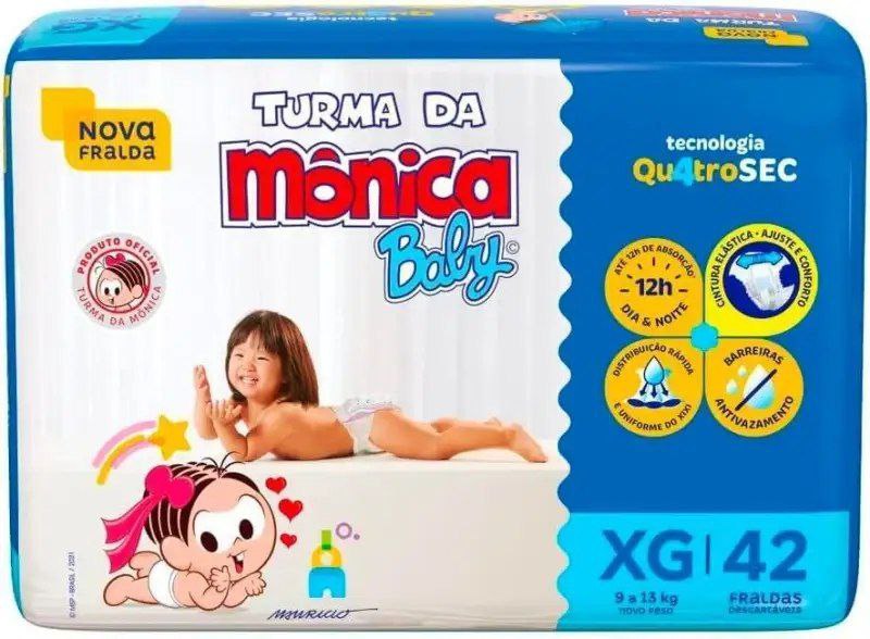 Fralda Turma da Mônica Baby  XG com 42 Unidades
