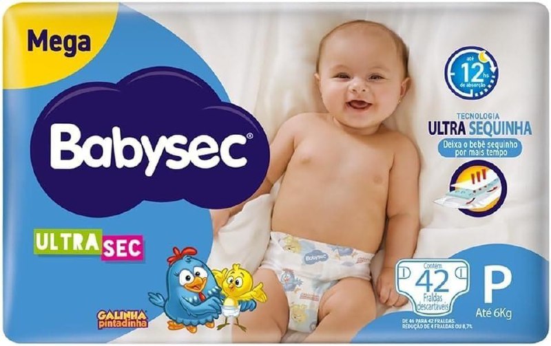 Fraldas Babysec Ultrasec Galinha Pintadinha P 42 Unidades