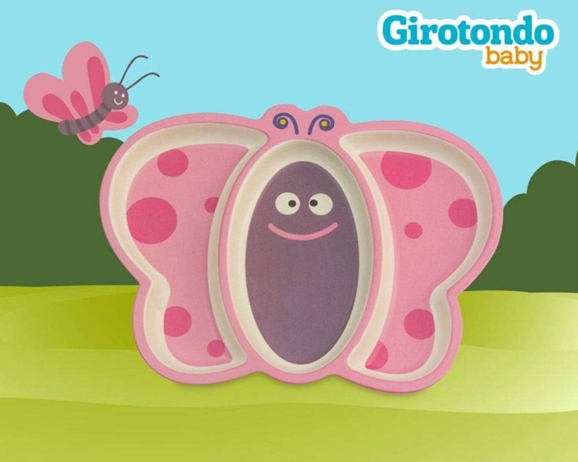 Girotondo Baby Prato Com Divisoria Borboleta Eco Branco/Rosa