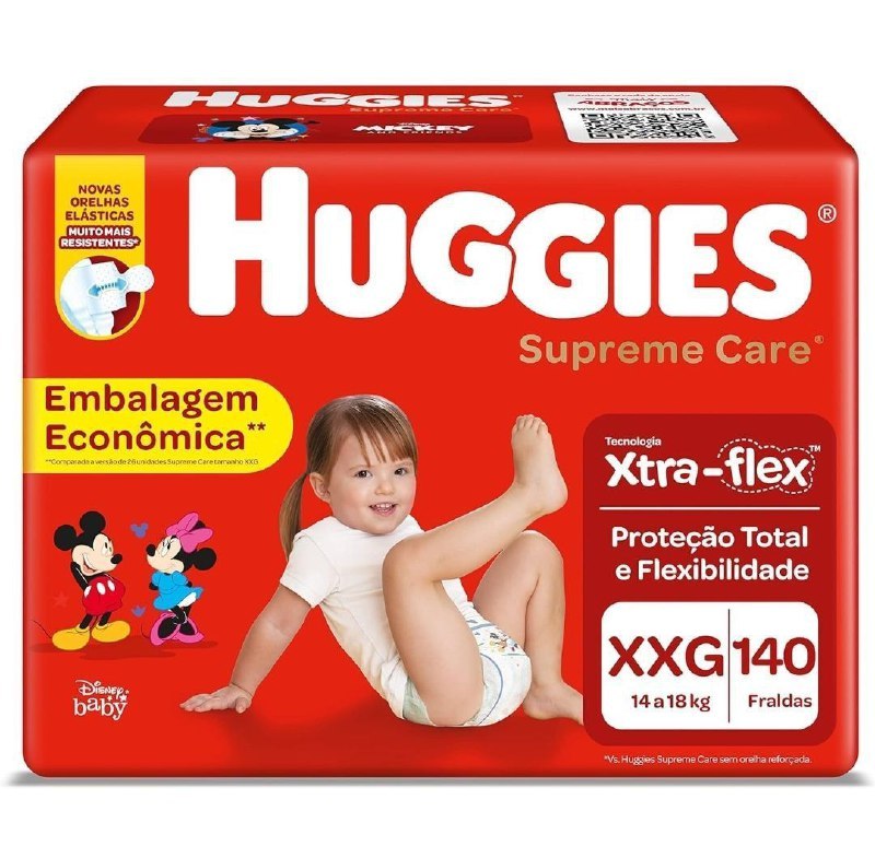 HUGGIES Fralda Supreme Care XXG - 140 fraldas, Cor: Vermelho