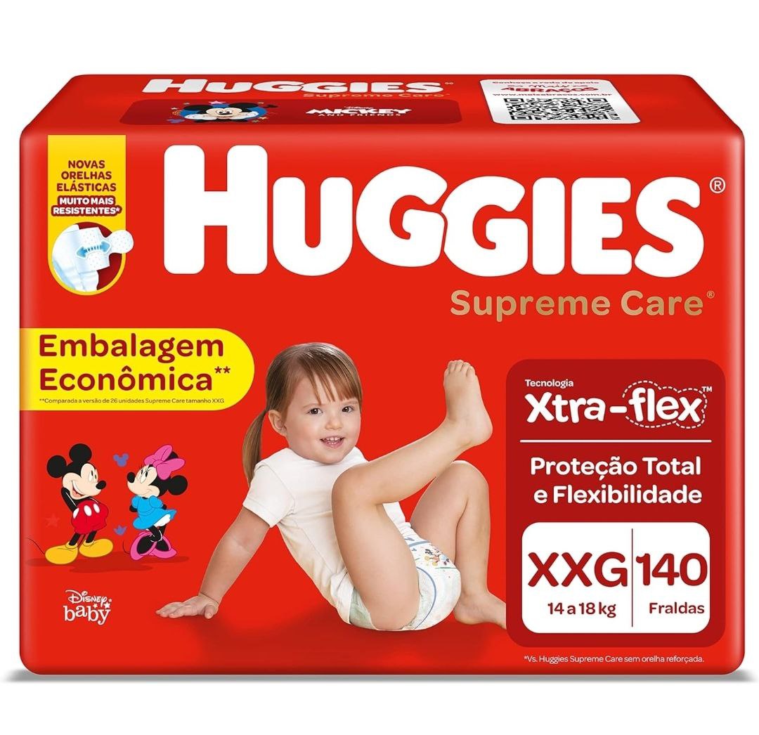 HUGGIES Fralda Supreme Care XXG - 140 fraldas, Cor: Vermelho