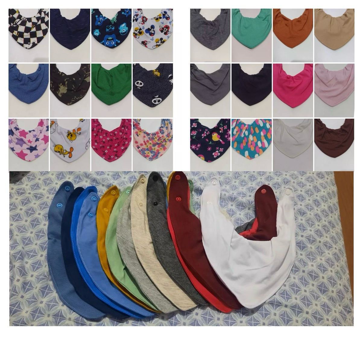 Kit 12 Babador Bandana Impermeável Com Regulagem Sortido