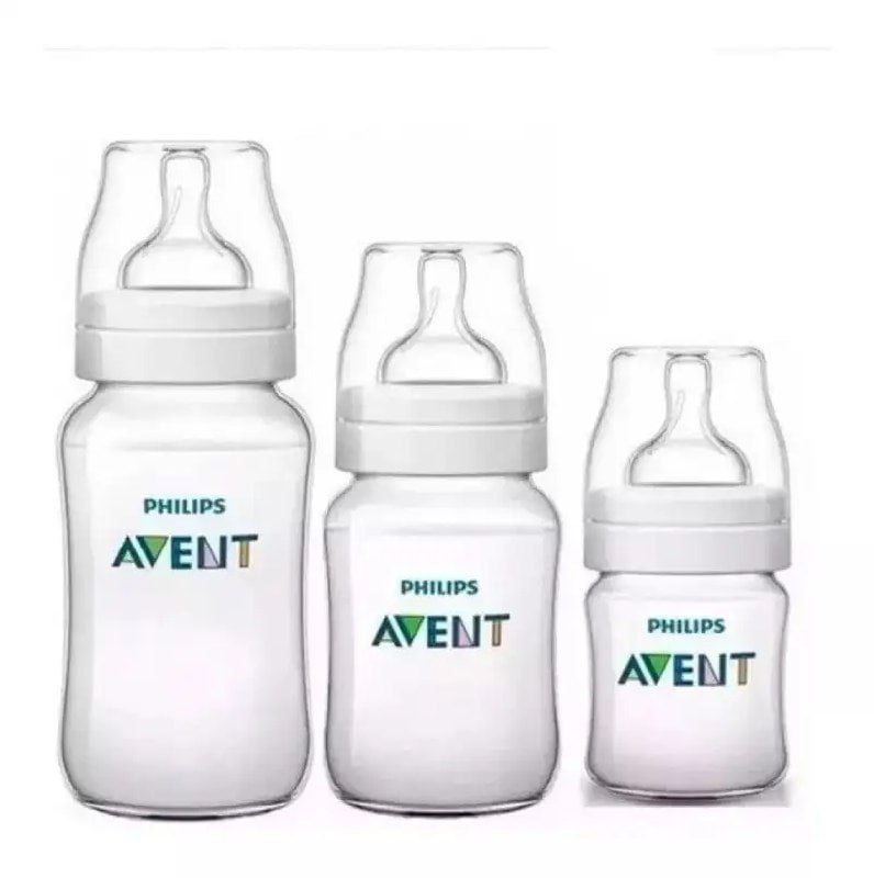 Kit 3 mamadeiras Philips Avent Classic 125, 260 e 330ml transparente