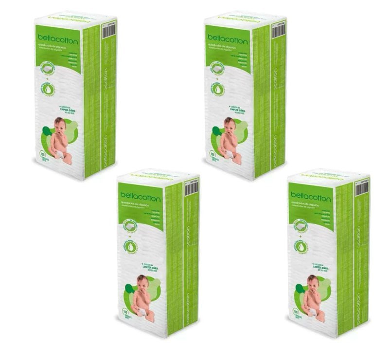 Kit Algodão Bellacotton 400 unidades (4 pacotes com 100 unidades cada)