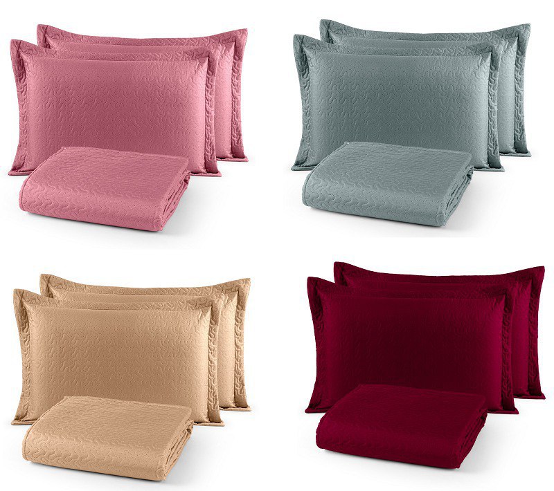 Kit Cobre Leito Casal 3 Peças 170 Fios Colcha Premium Cama Box Matelado Macio Várias Cores