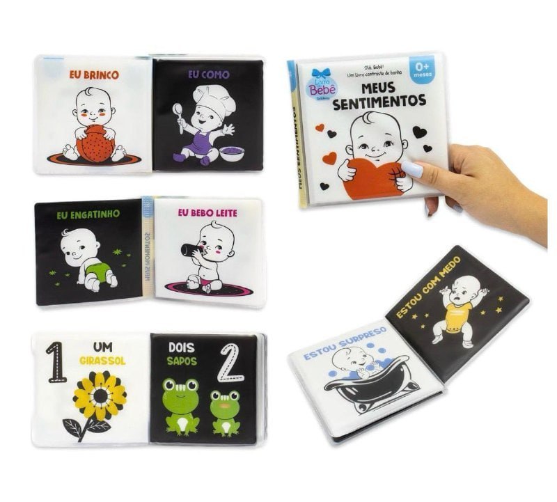 Kit com 3 Livros: Olá Bebê! Um Livrinho Contraste de Banho!