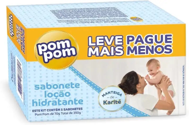 Kit Pom Pom Sabonete 5 Unidades de 70g cada