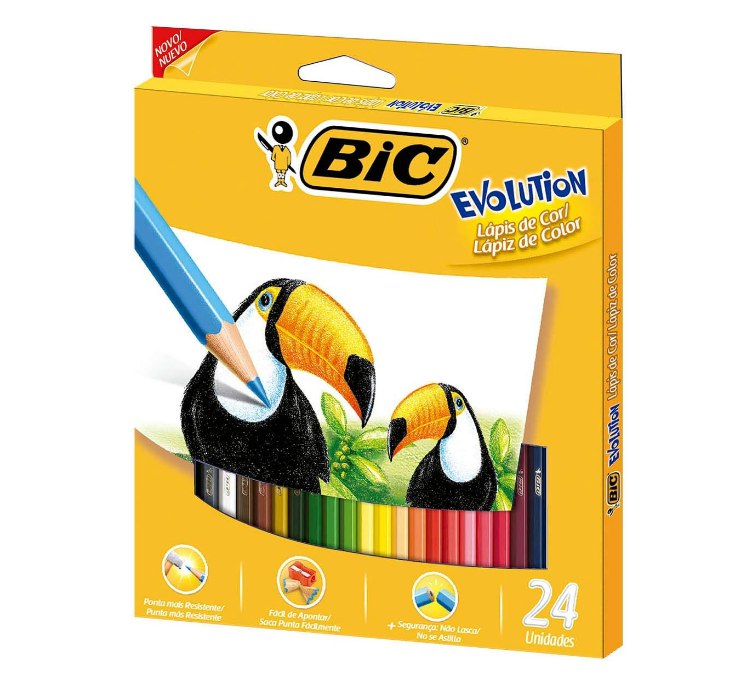 Lápis de Cor Sextavado BIC Evolution 24 Cores