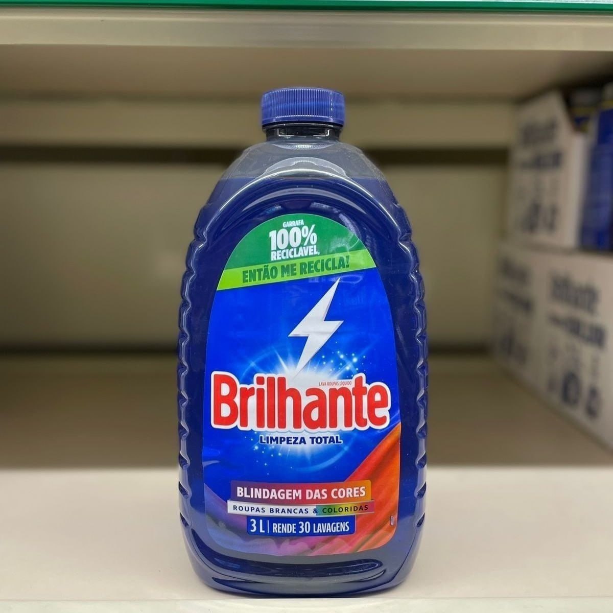 Lava Roupas Líquido Brilhante Limpeza Total 3L