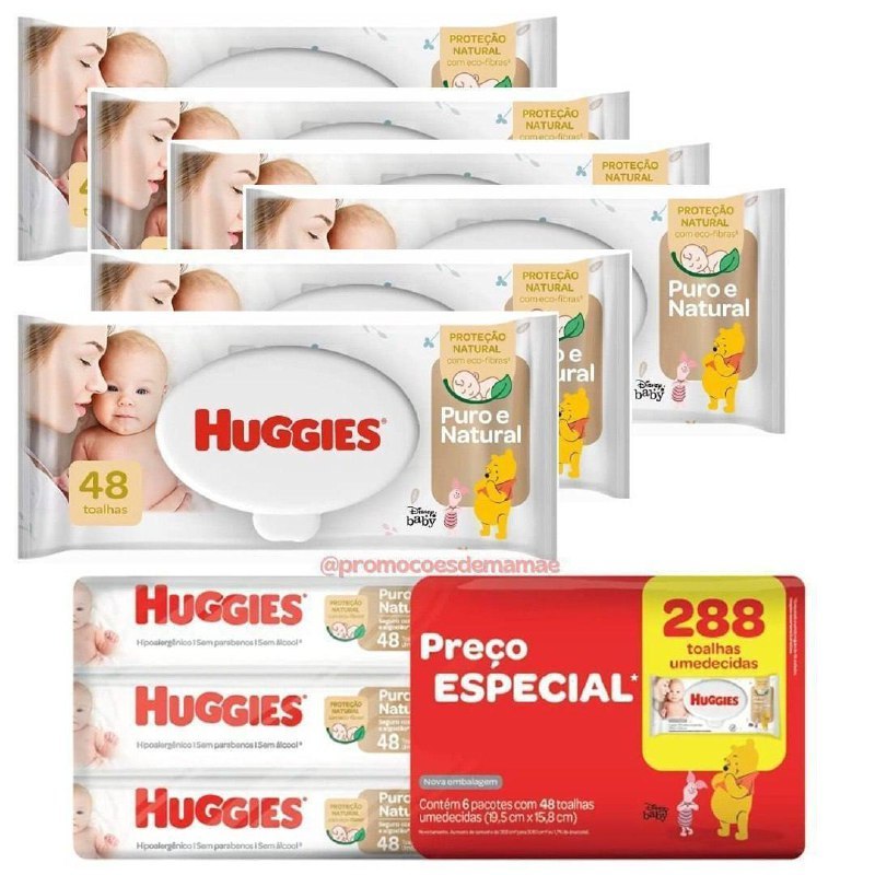 Lenços Umedecidos Huggies Puro e Natural - 288 lenços