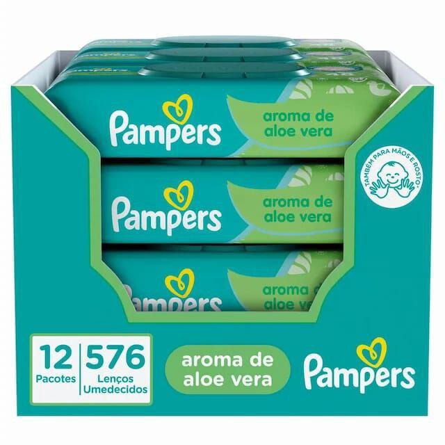 Lenços Umedecidos Pampers Aloe Vera 576 Unidades (12 pcts)