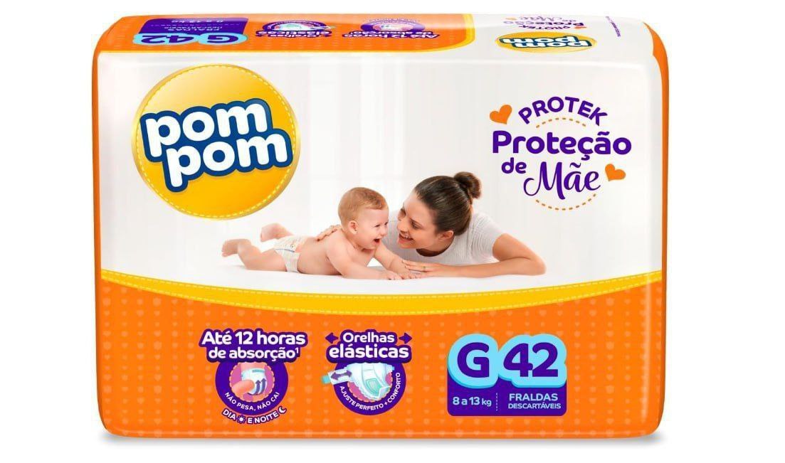 Pom Pom Fralda Derma Protek Mega G 42 Unidades