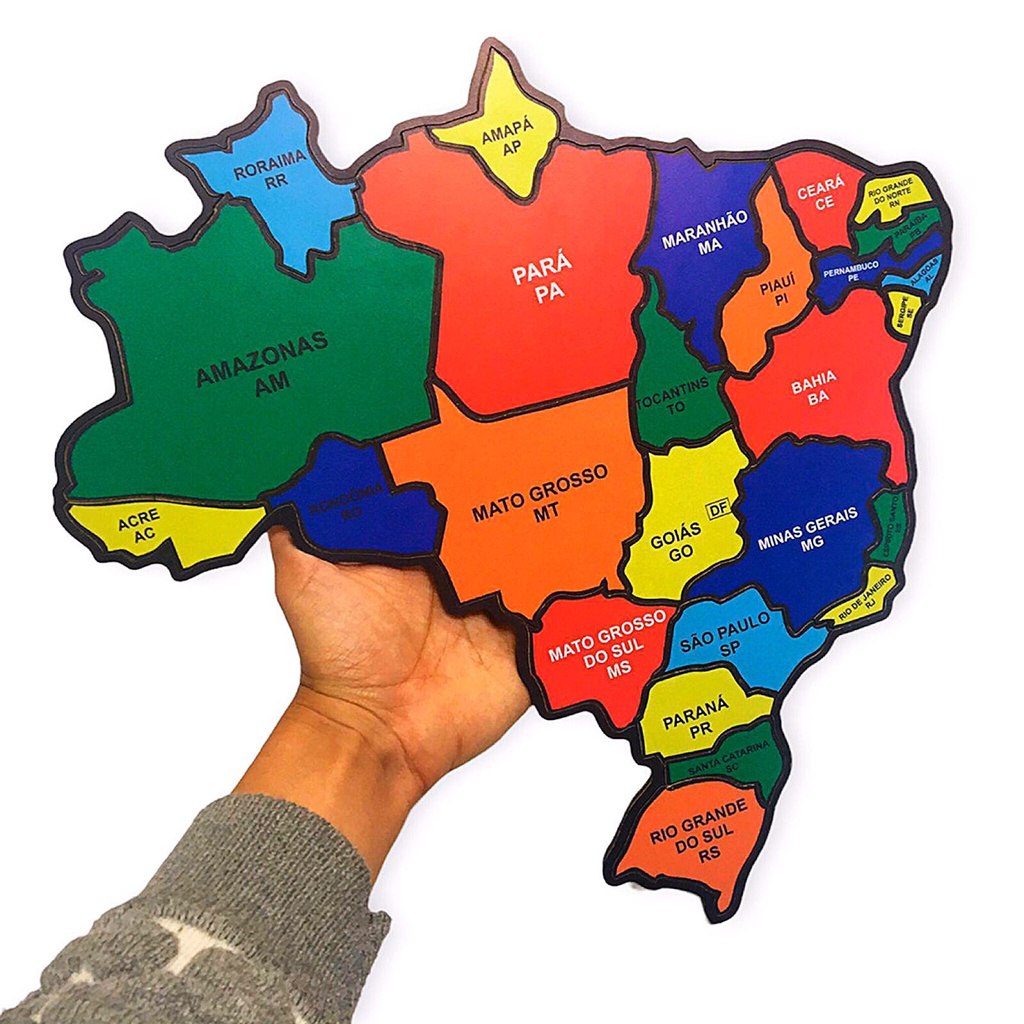 Quebra Cabeça Infantil Do Mapa Do Brasil Em Mdf Colorido jogos educativos de encaixes
