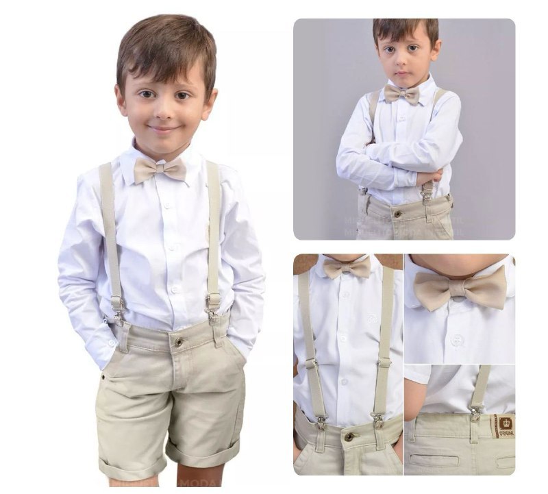 Roupa Pajem Conjunto Infantil Menino Festa - Batizado Manga Longa (Tam P ao 12)