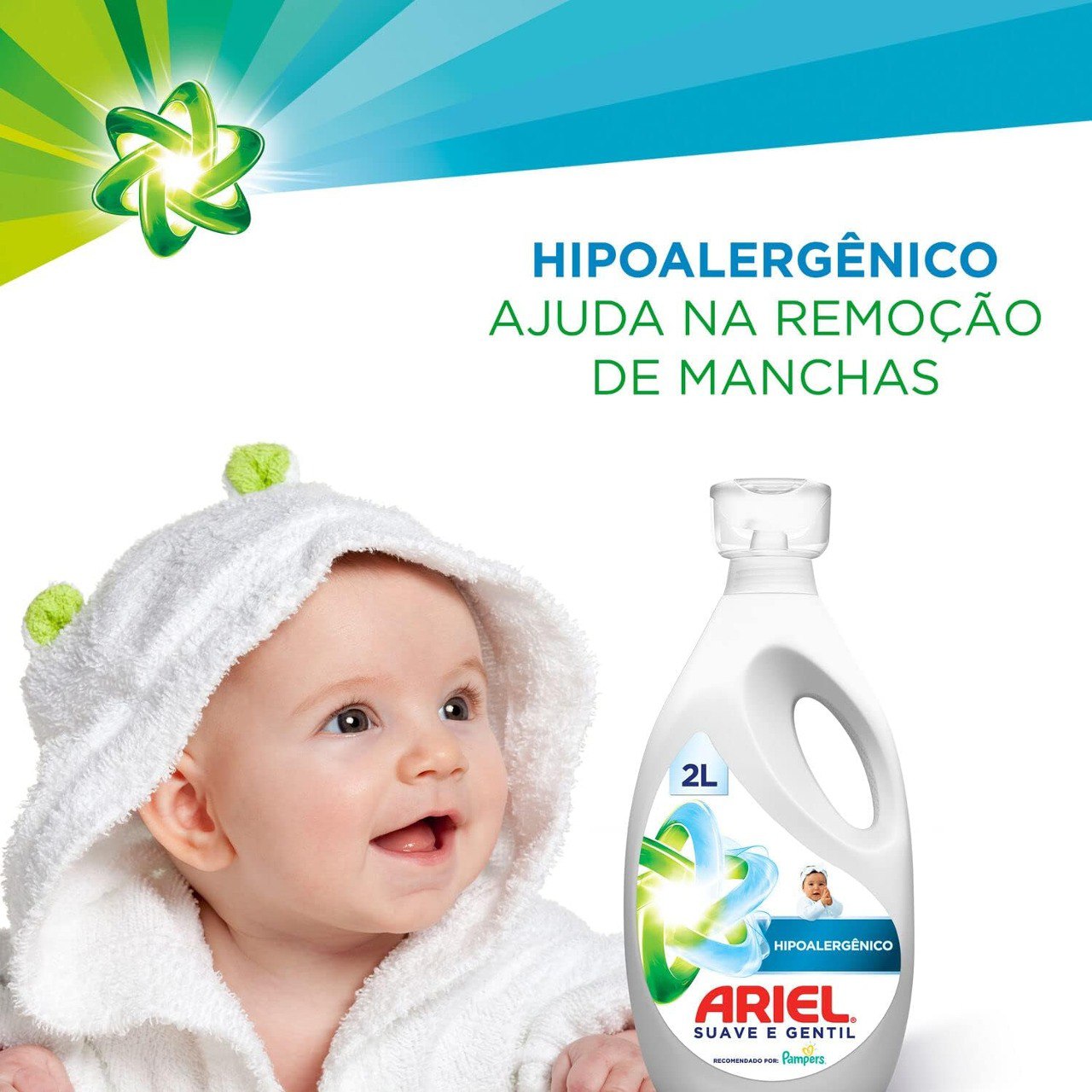 Sabão Líquido Ariel Concentrado Suave e Gentil para Roupa de Bebê 2L