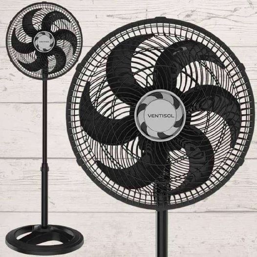 Ventilador De Coluna 30cm Premium Turbo 6 Pás Voc6p Ventisol Cor da estrutura Preto Cor das pás Preto 220V