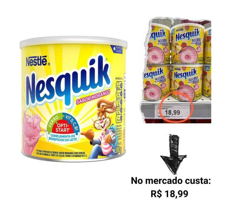 Achocolatado em Pó, Morango, Nesquik, 380g