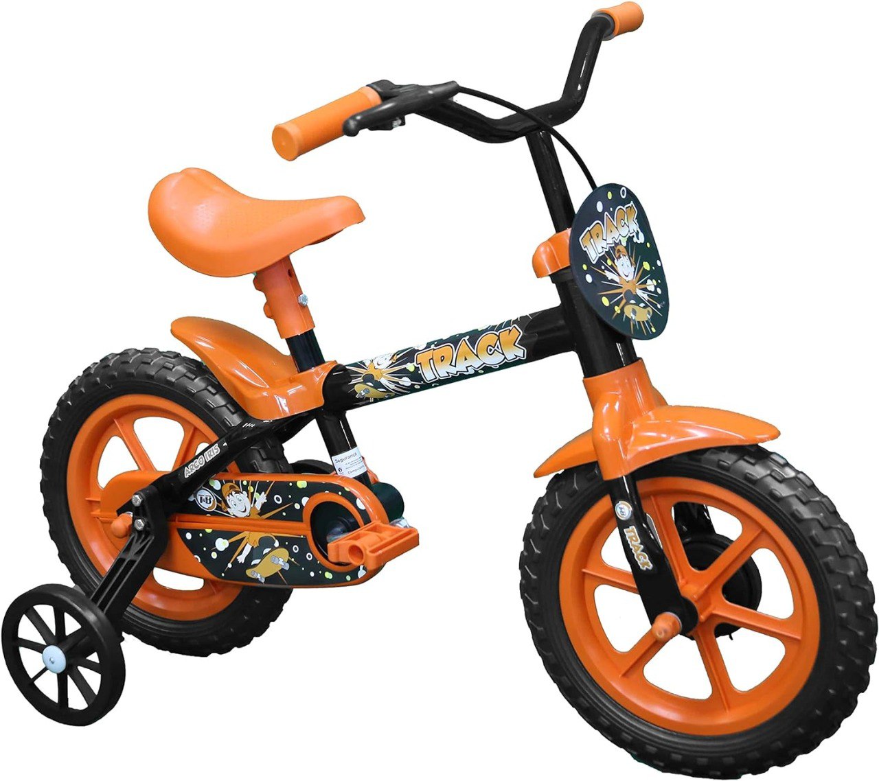 Bicicleta Arco Iris Infantil Aro 12 Preto e Laranja, Track Bikes