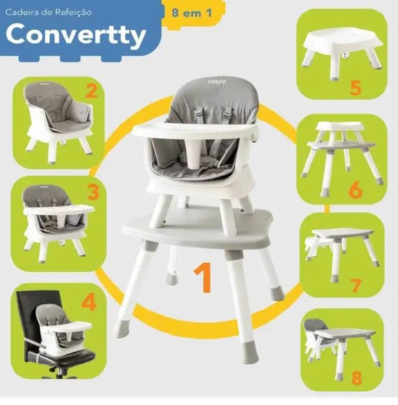 Cadeira de Refeição Convertty 8 em 1, Cosco Kids Cinza