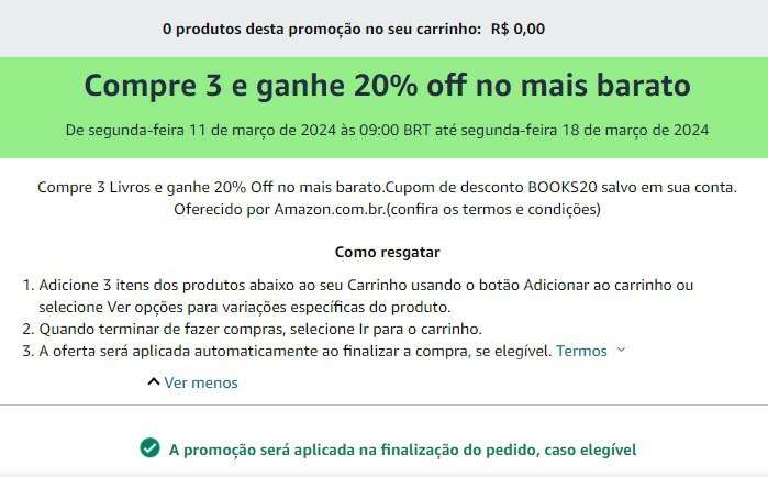 Compre 3 e ganhe 20% off no mais barato