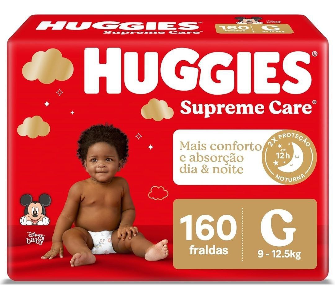 Fralda Huggies Supreme Care G com 160 fraldas