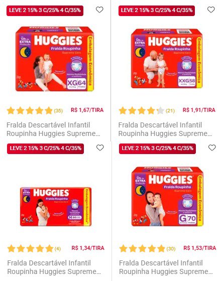 Fralda Huggies Supreme Care Roupinha M, G, XG, XXG