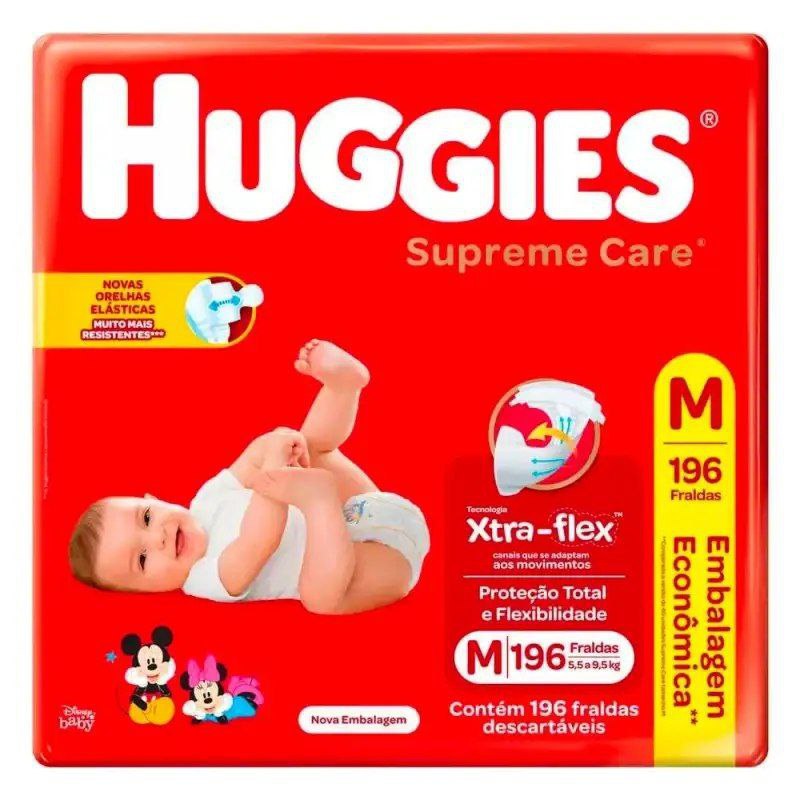 Fralda Huggies Supreme Care Tamanho M com 196