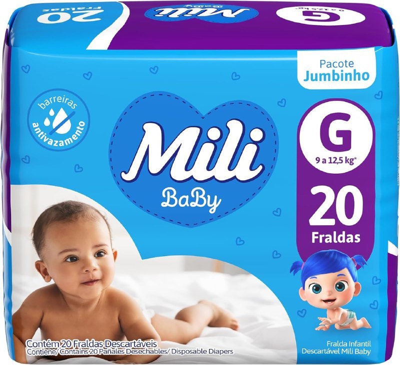 Fralda Mili Baby Jumbinho G - 20 Unidades
