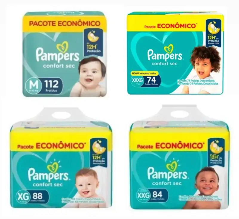 Fralda Pampers Confort Sec M XG XXG e XXXG (lançamento!)