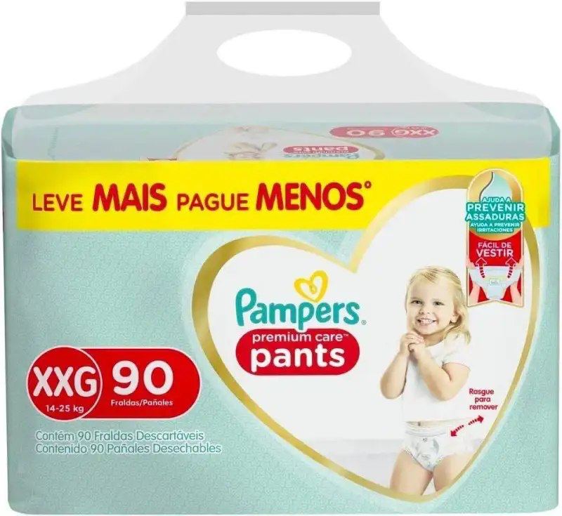 Fralda Pampers Pants Premium Care XXG com 90 Unidades